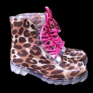 Bongo clear plastic boots with animal print